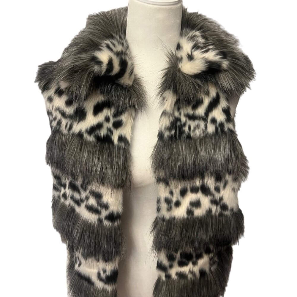 Alberto Makali Animal Print Faux Fur Vest Size Large